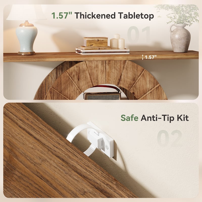 41" Solid Wood Console Table, Farmhouse Sofa Table with Storage