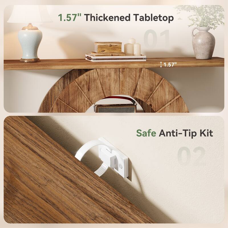 41" Solid Wood Console Table with Storage, Farmhouse Sofa Table