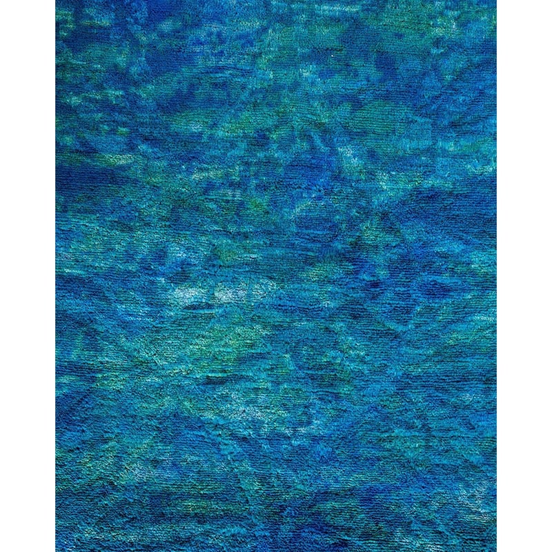 Vibrance, One-of-a-Kind Hand-Knotted Area Rug - Blue, 4' 4" x 10' 3" - 4' 4" x 10' 3"