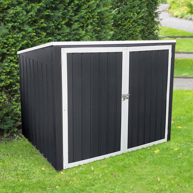 Grey Metal Outdoor Garbage Bin Shed