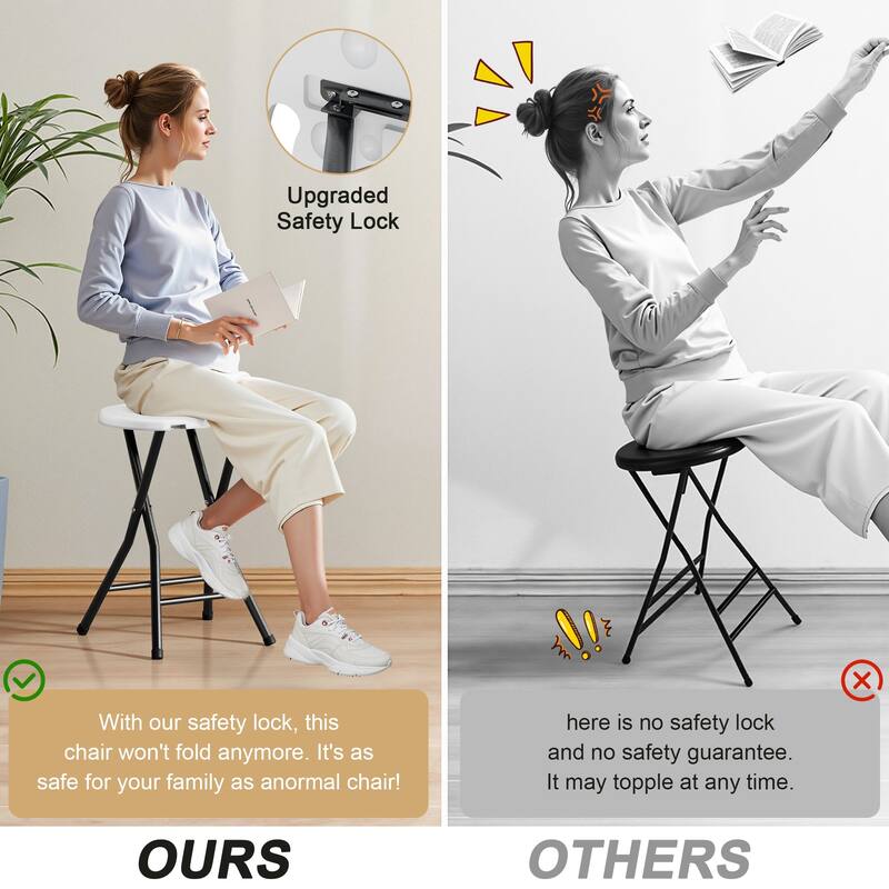 VECELO Modern X-Frame Folding Chair with Carry Handle Indoor Outdoor Space Saving Minimalist Design Chair