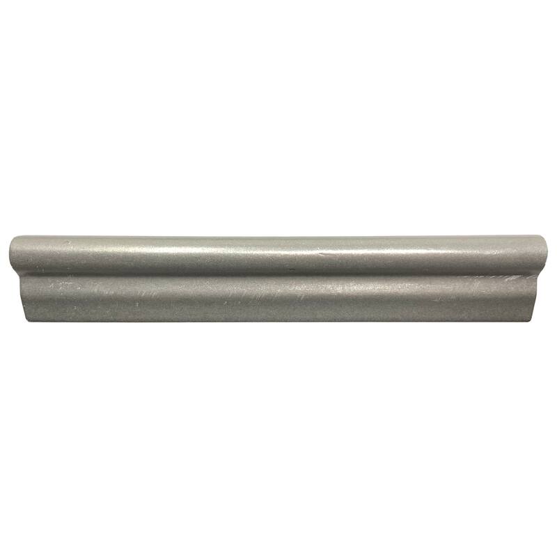 1.3 inch x 8 inch Matte Metallic Chair Rail Wall Tile Trim - Box of 3 pieces - Silver