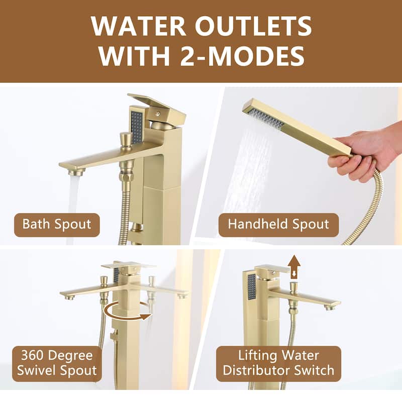Bathtub Faucet, Single Handle Floor Mounted Free Standing Bathtub Faucet