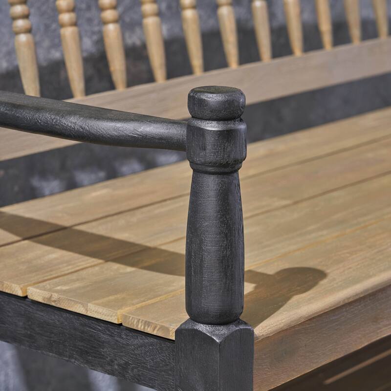 Lennon Acacia Wood Bench with Shelf by Christopher Knight Home