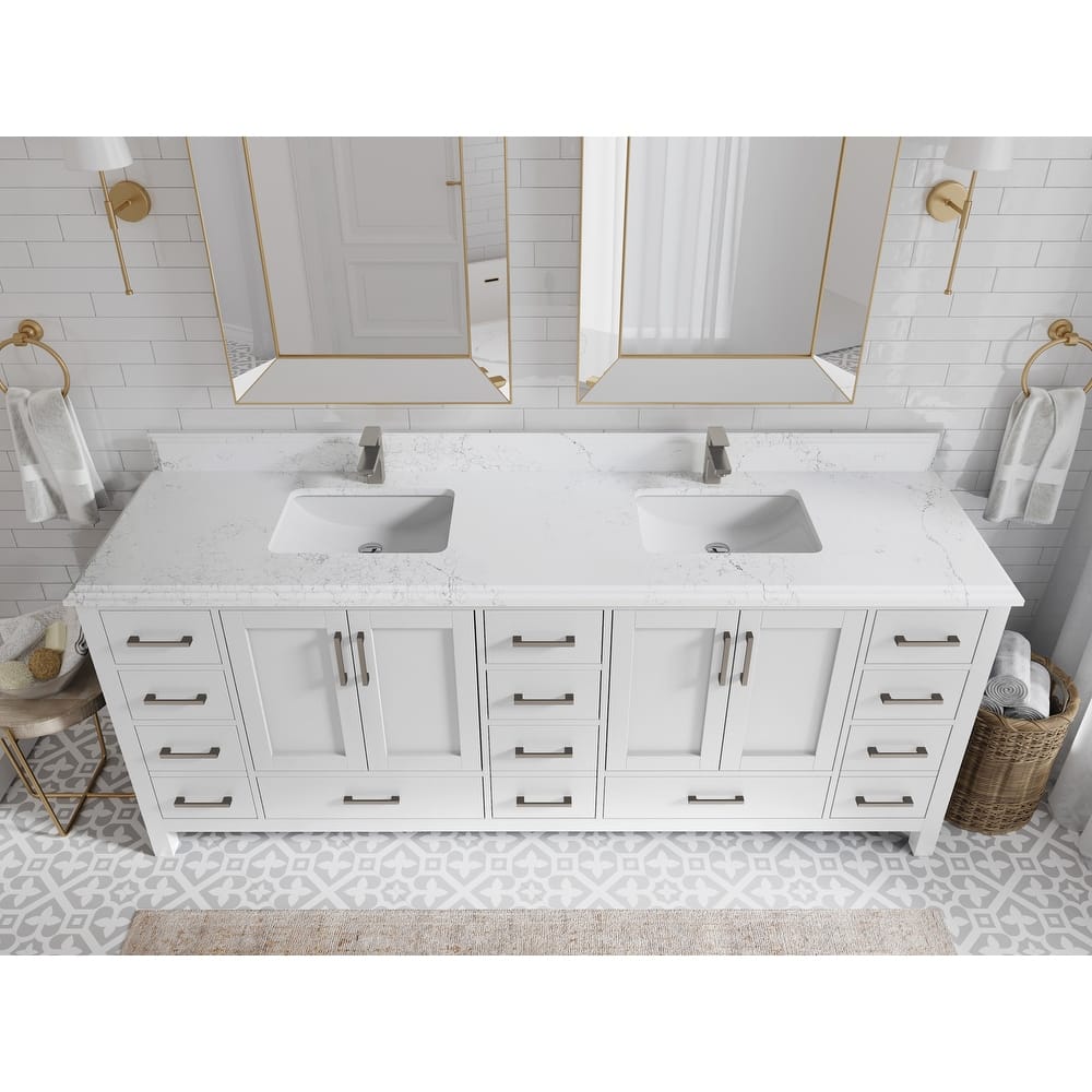 Willow Collection 84 in. W x 22 in. D Malibu Double Sink Bathroom Vanity with Countertop