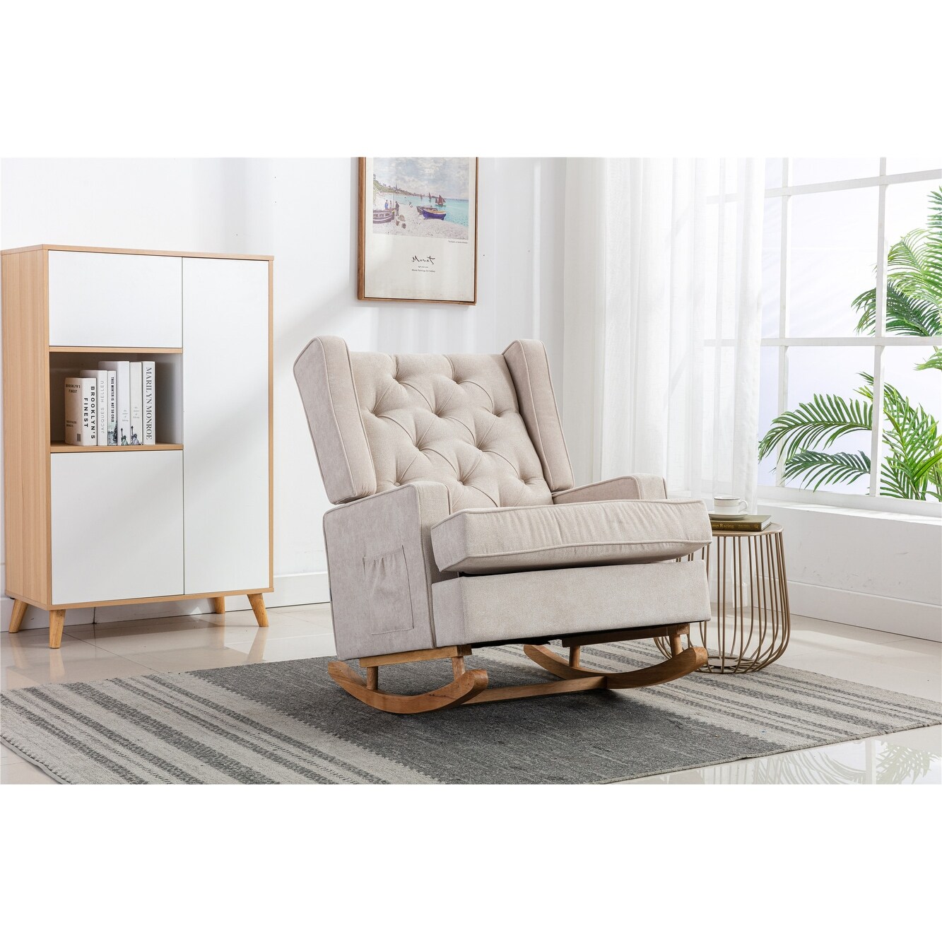 Nursery Rocking Chair Upholstered Mid Century Modern Rocker