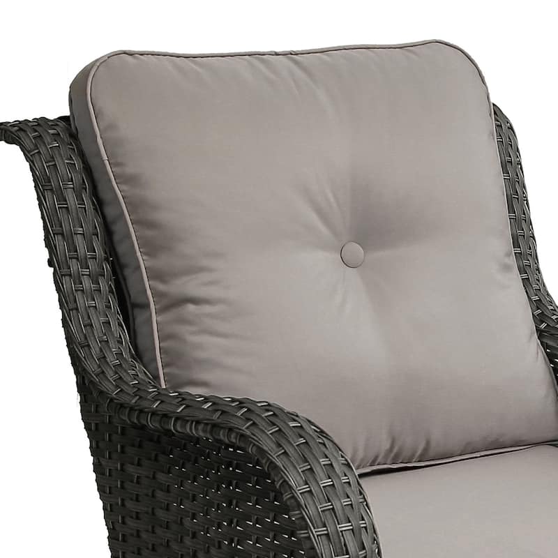 Outdoor Rattan Swivel Rocker Chairs Patio Bistro Set of 3