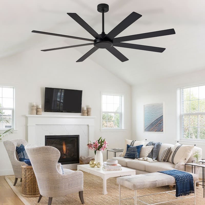 Large Ceiling Fan without Light - 8-Blade, Remote App Control, Dimmable 3CCT LED, Quiet DC Motor​
