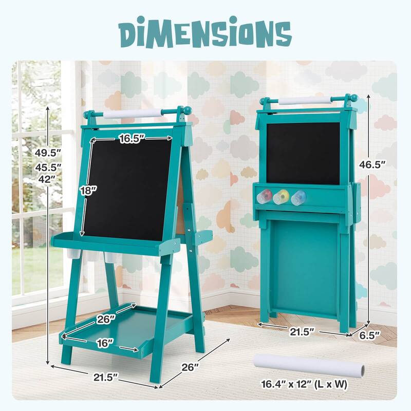 Costway Foldable Easel for Kids 3-in-1 Double-sided Art Easel with - See Details