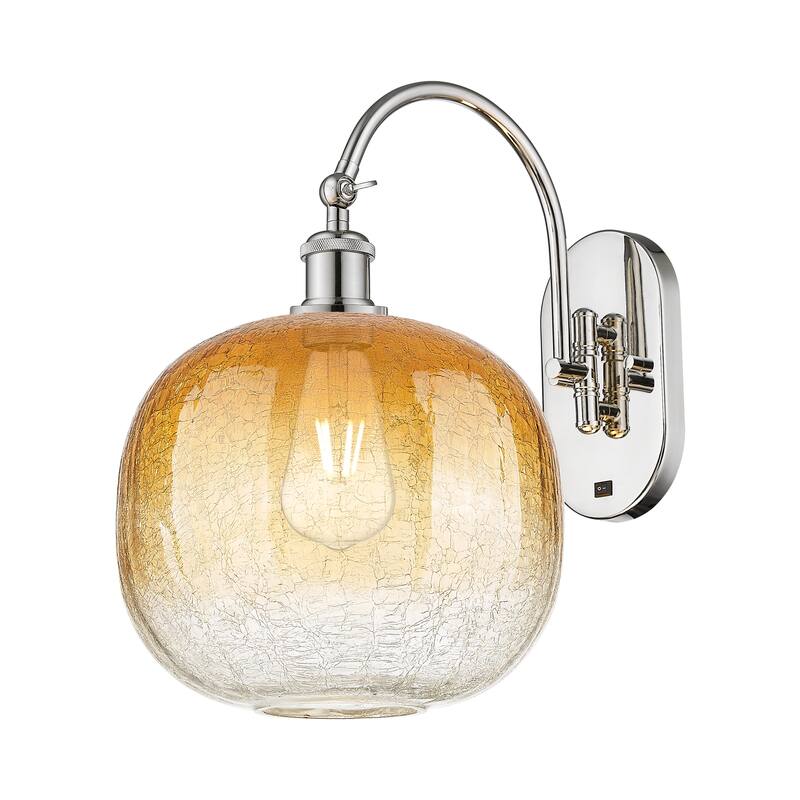 Innovations Lighting Endless Possibilities Ballston - Brookhaven Sphere - 1 Light 11" Swiveling Sconce - Polished Nickel/Amber