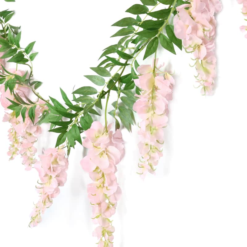 Set of 2 Blush Pink Artificial Wisteria Flower Garland Hanging Vine 6ft - Blush Pink - 72" L x 6" W x 6" DP