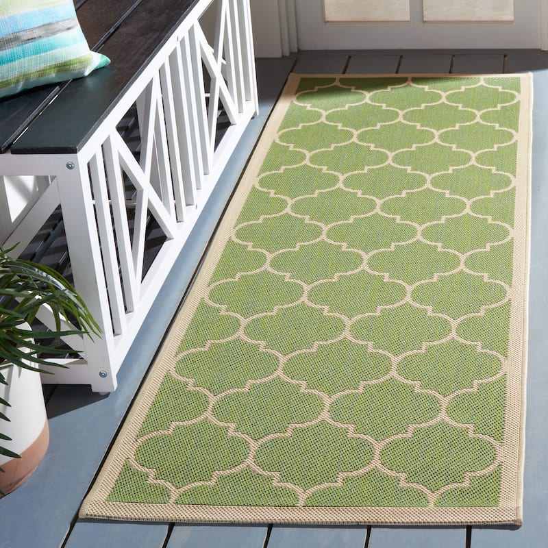 SAFAVIEH Courtyard Sibel Indoor /Outdoor Waterproof Patio Backyard Rug - 2'3" x 6'7" Runner - Green/Beige
