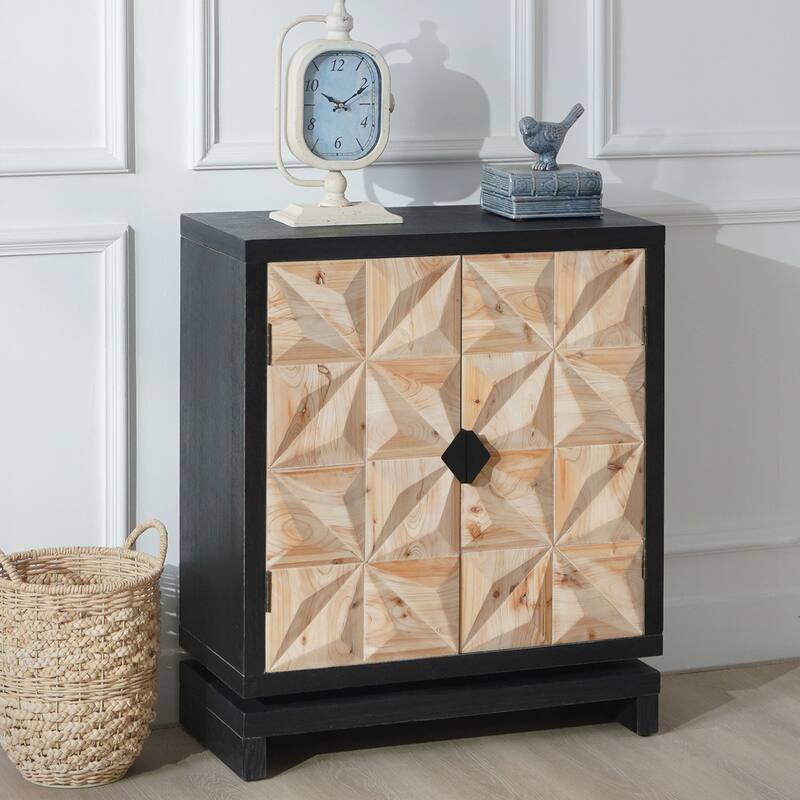 3D Geometric Carved Double-Door Cabinet