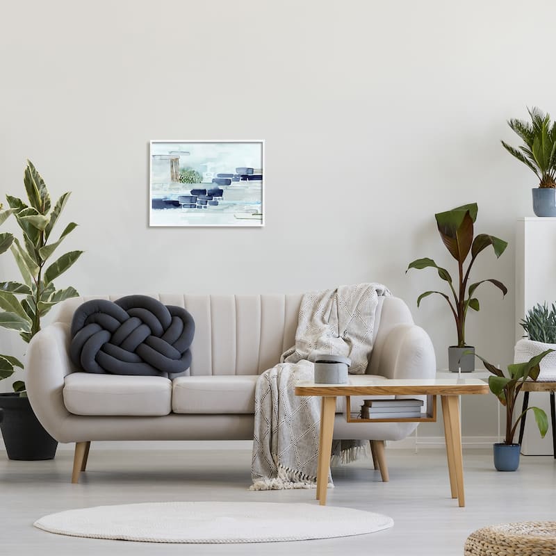 Stupell Modern Abstract Coastal Landscape Organic Blocks Framed Giclee Texturized Art by Grace Popp