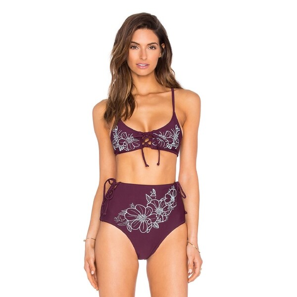 burgundy high waisted bikini