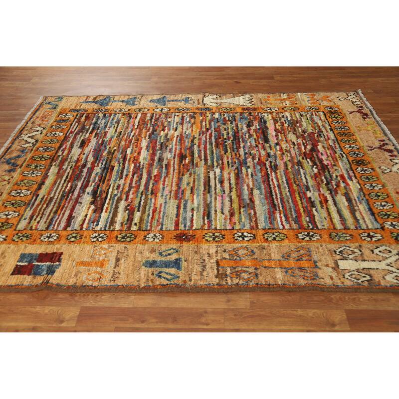 Multicolor Abstract Moroccan Oriental Area Rug Handmade Wool Carpet - 5'9" x 7'9"