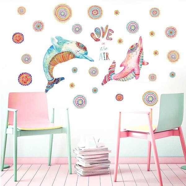 Shop Chezmax Diy Dolphin Waterproof Wall Sticker Removable Wallpaper Wall Decals Mural Decor For Home Overstock