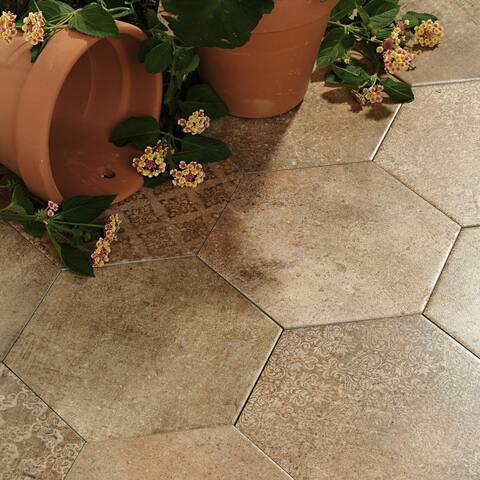 Merola Tile Abadia Hex Natural 8.63" x 9.86" Porcelain Floor and Wall Tile