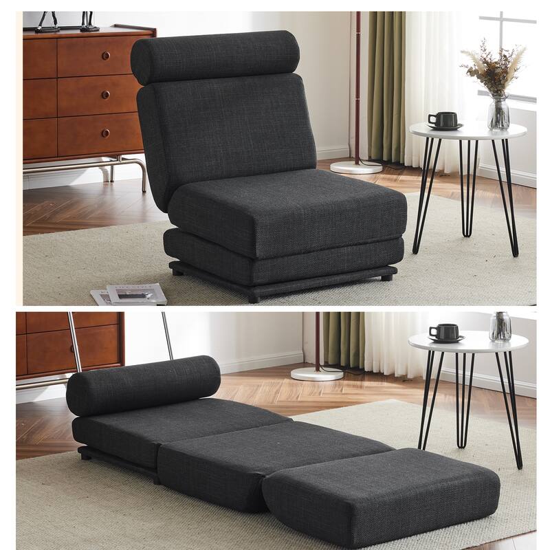 Dark Gray 34" Foldable Chaise Lounge Chair with Pillow - Dark Gray