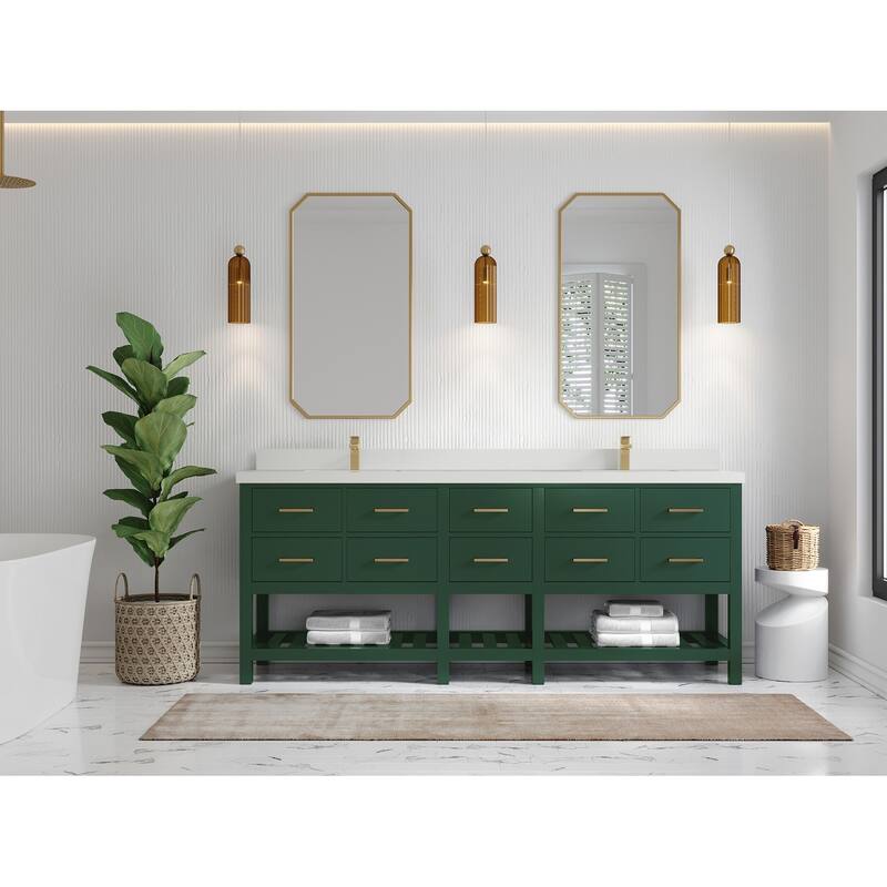 Willow Collections 84 in. W x 22 in. D Parker Double Sink Bathroom vanity with Regular Countertop