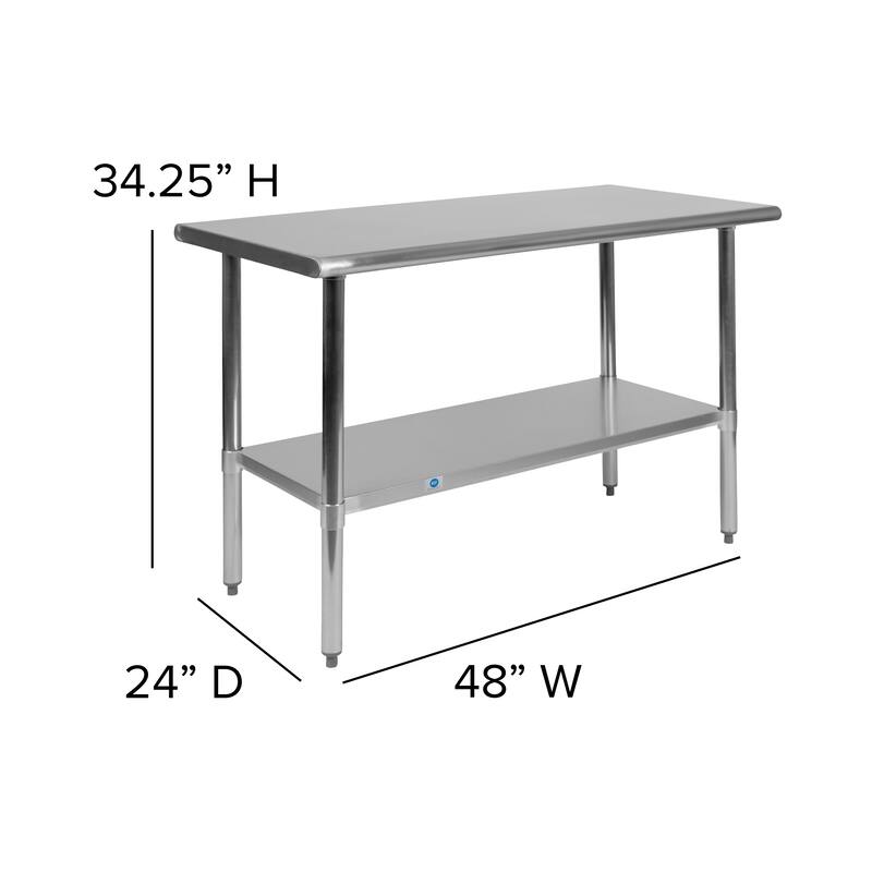 Stainless Steel 18 Gauge Work Table with Undershelf