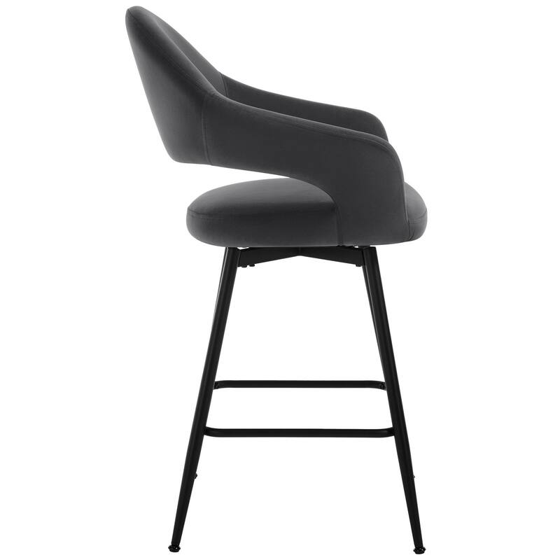 26" Velvet/ Faux Leather Counter Height Swivel Bar Stools Set of 2/4 - 39.2"H x 20.4"W X 22"D