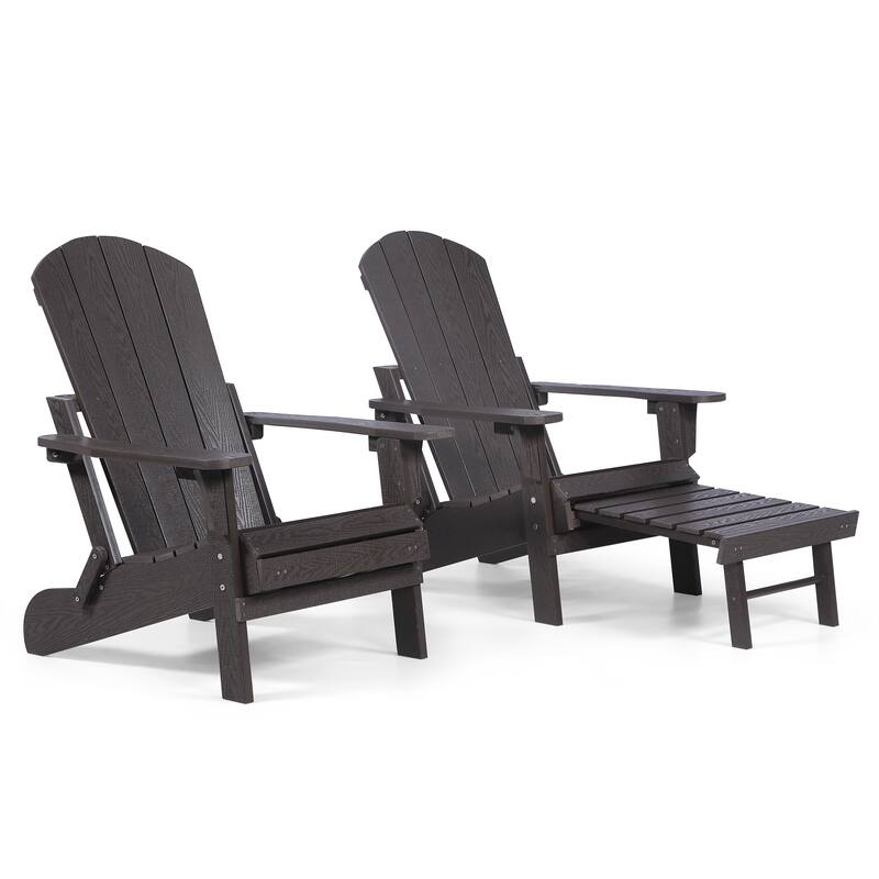 Seaton Folding Poly Adirondack Chair with Pull-out Ottoman, Set of 2