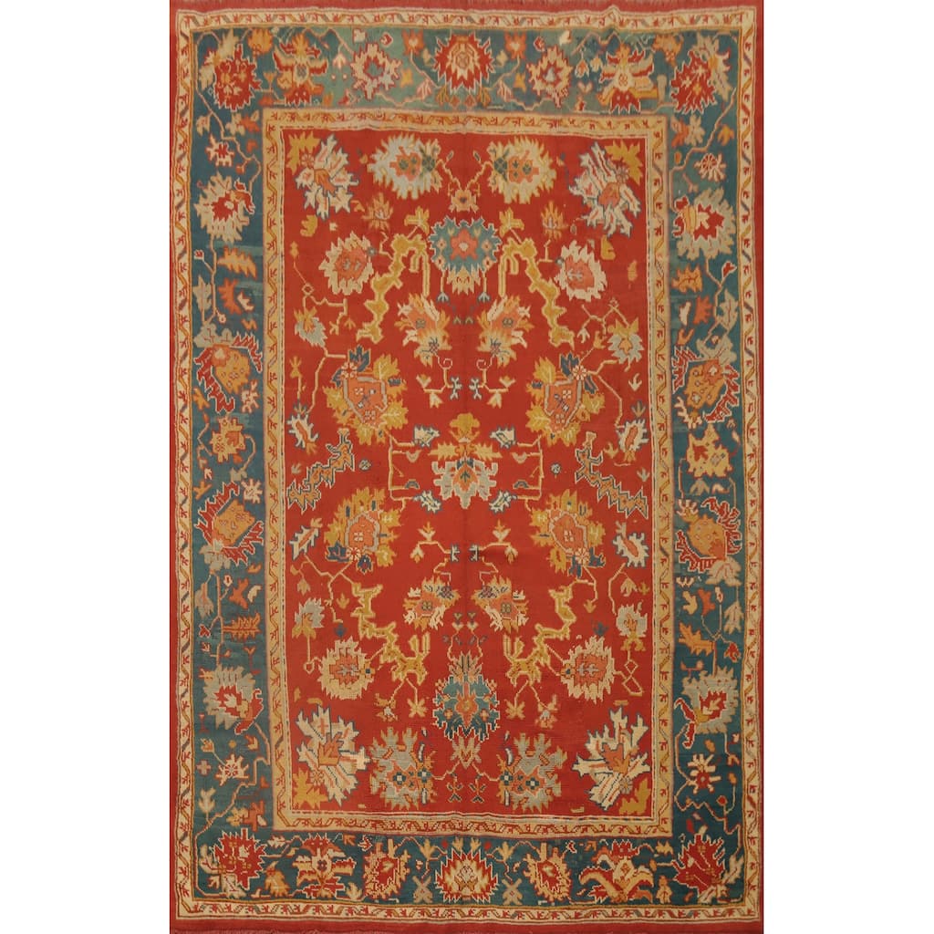 Hand Knotted Oriental 100% Wool Carpet Transitional Floral Oranges & Rust Oushak Area Rug - 11' 4'' X 8' 8''
