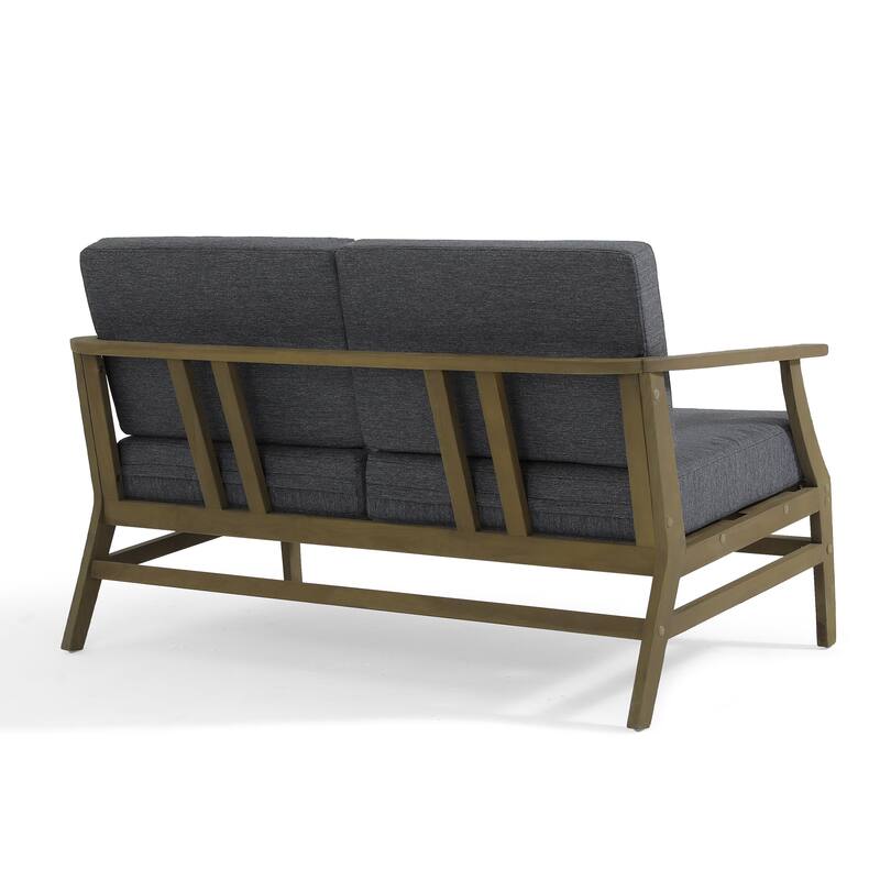 Patio Teak Wood Outdoor Loveseat Sofa with Cushions