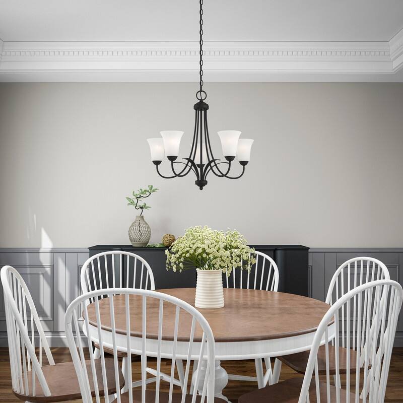 Livex Lighting 5-light Black Chandelier, 6475-04 - 25.5" Dia. x 22" H