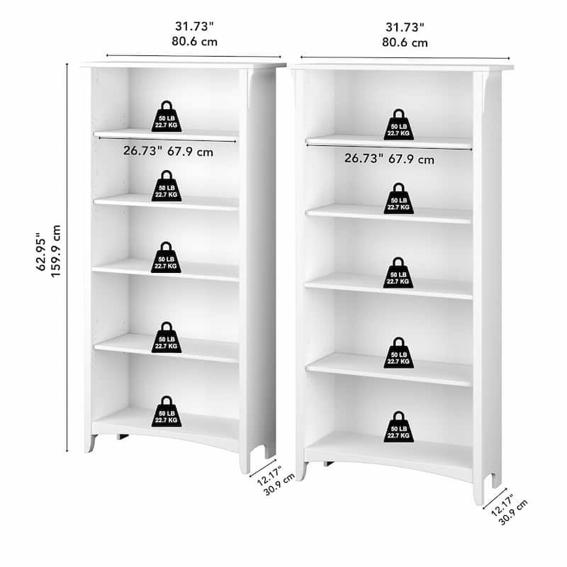 Salinas Tall 5-shelf Bookcase (Set of 2) by Bush Furniture