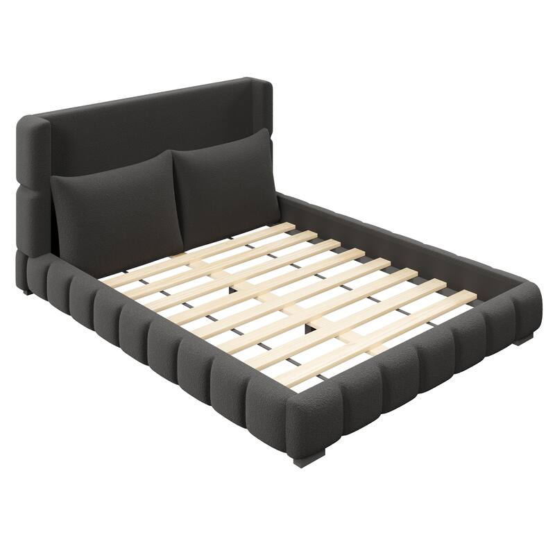 Upholstered Platform Bed with 2 Cushioned Pillows by Harper&Bright Designs