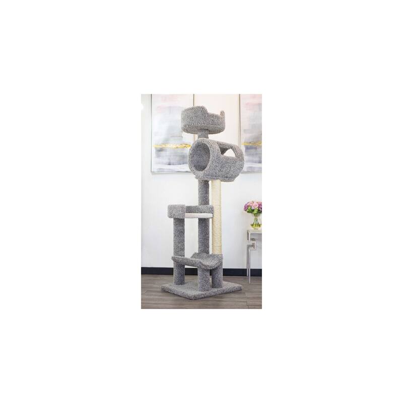 Multi-Level Climbing Cat Tower with Deep Beds and Sisal Rope Posts for Large Indoor Cats