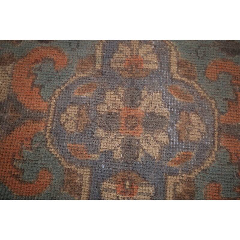 Blue Tabriz Persian Vintage Area Rug Hand-Knotted Wool Carpet - 9'6" x 12'10"