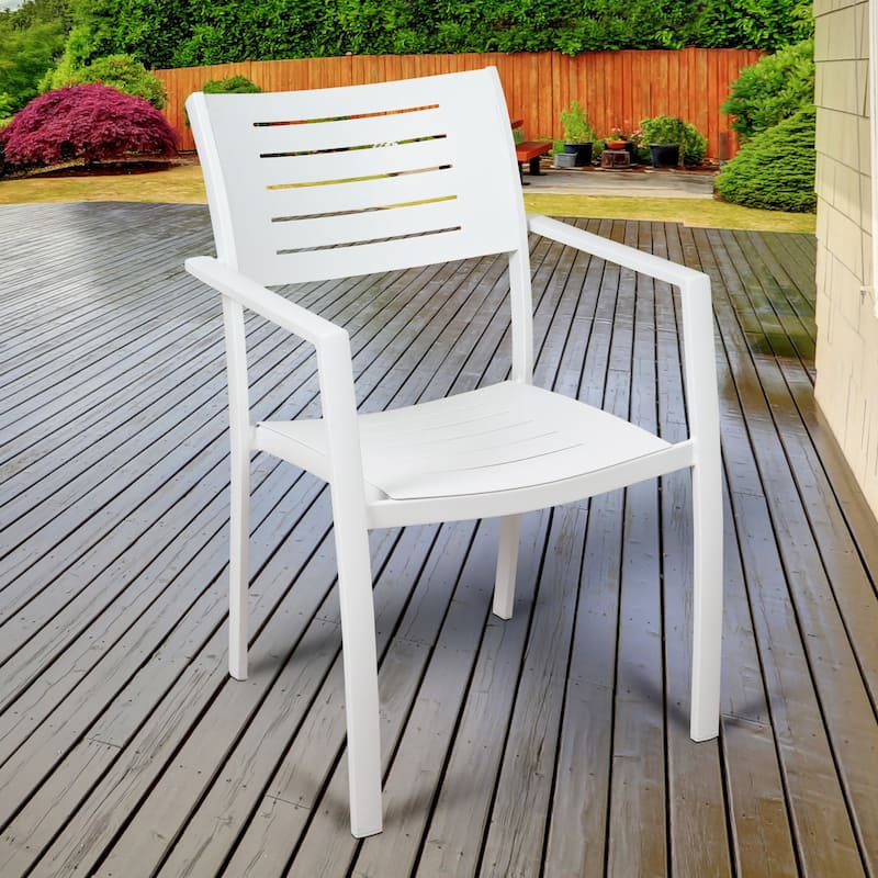 Amazonia White Aluminum Stacking Outdoor Patio Dining Chairs by Havenside Home - Set of 2