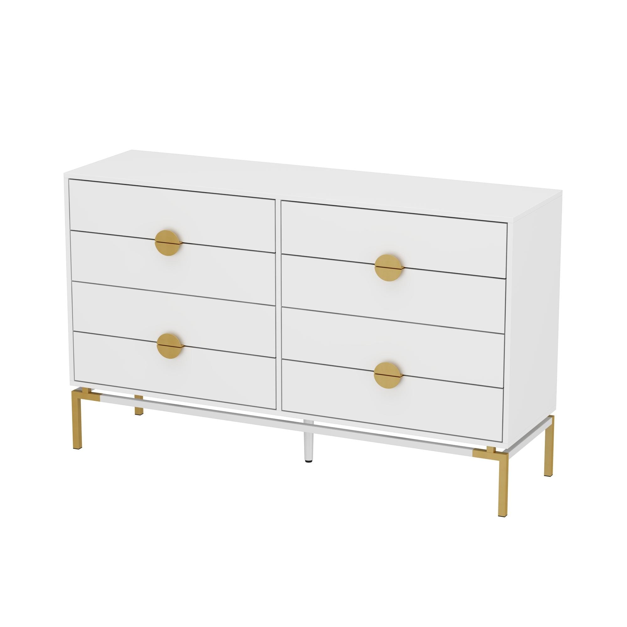 white and gold 8 drawer dresser Walnut 6 Drawer Dresser | Bedroom main image 0