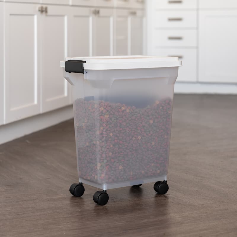 Airtight Mobile Pet Food Storage with Removable Casters and Scoop