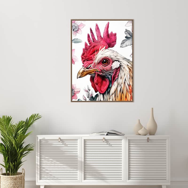 Red Rooster by Justyna Jaszke Framed Canvas Wall Art