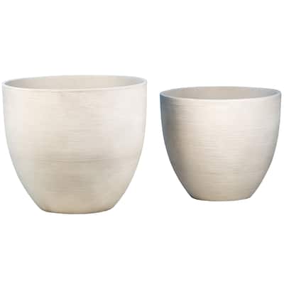 Belfast Fiber and Sand Composition Pot Planter, White (Set of 2)