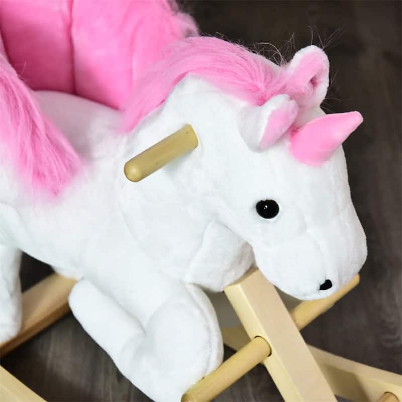 Cotton Candy Pink Plush Unicorn Ride-On Toy with Singing Lullaby - 25.5" L x 12.5" W x 21.75" H