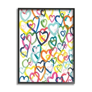 Stupell Vivid Bold Hearts Pattern Abstract Design Framed Wall Art ...