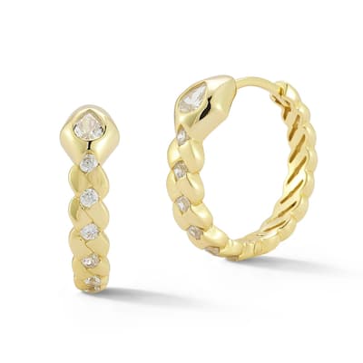 Soleil Sterling Silver Cubic Zirconia Snake Hoop Earrings
