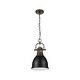 preview thumbnail 2 of 0, Yep by Golden Lighting Duncan 1-light 9in Chain Hung Pendant in Rubbed Bronze and Matte Black shade