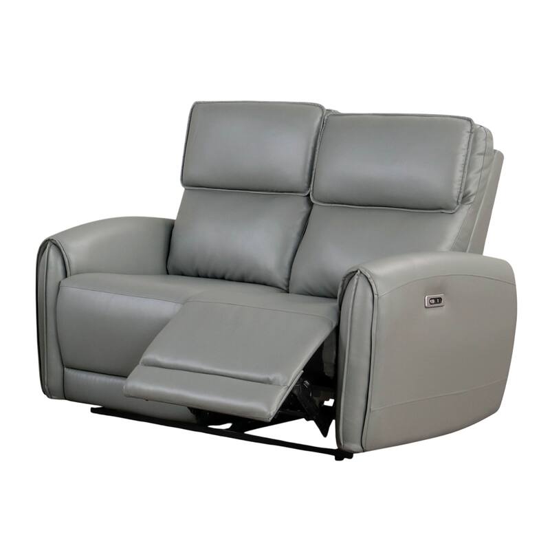 Leatherette Upholstered Power Loveseat with USB Charging Ports - Grey