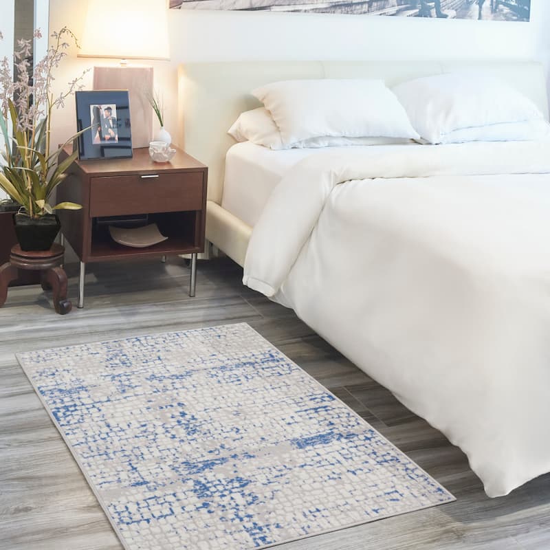 Nourison Whimsicle Modern Geometric Abstract Area Rug - 3' x 5' - Grey Blue - Runner/Rectangle
