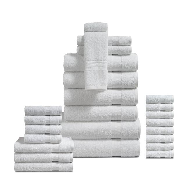 100-percent Cotton 24-piece Move-in Bundle Towel Set - White
