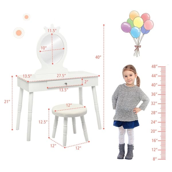 Gymax Kids Vanity Makeup Table & Chair Set Make Up Stool Play Set for - See Details