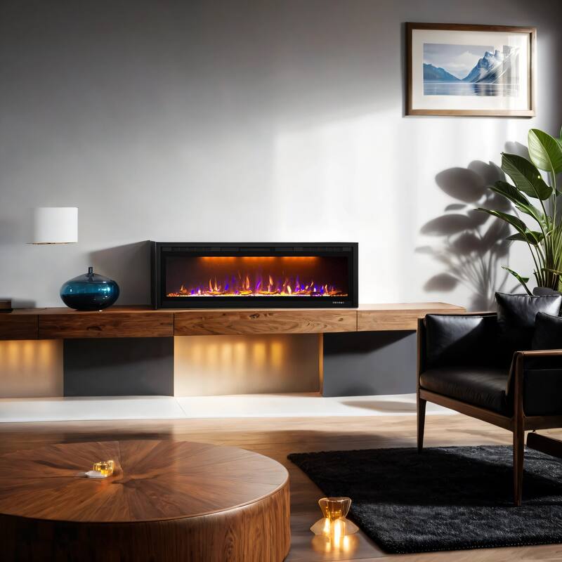 Smart 50” WiFi-Enabled Electric Fireplace, in-Wall Recessed