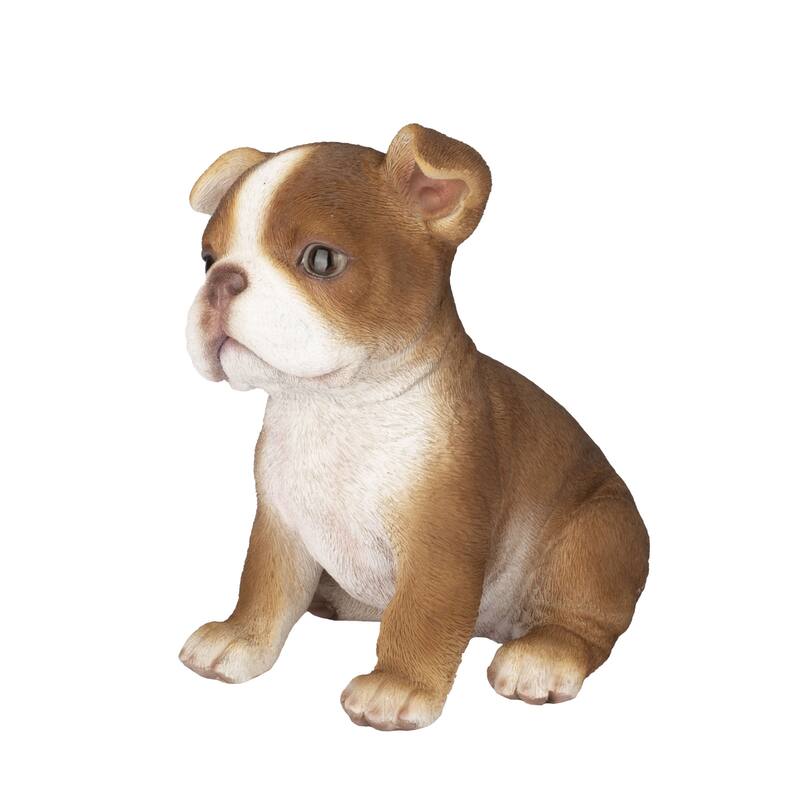 Sitting Boston Terrier Puppy Outdoor Garden Statue - 6"