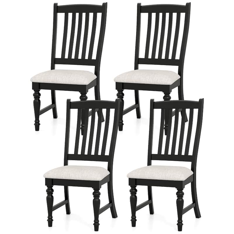 Costway Set of 2/4 Dining Chairs with Solid Wood Legs & Padded Seat - See Details - Black-4 PCS